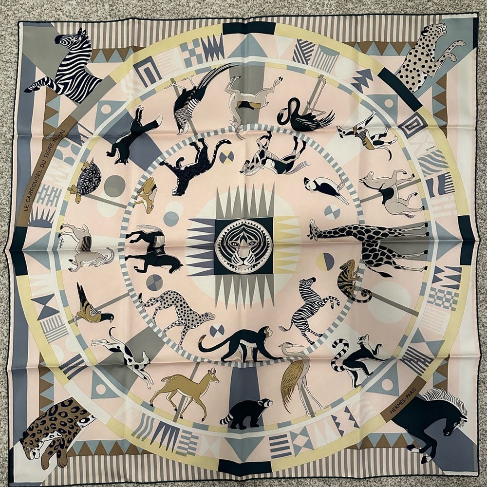 Hermes silk scarf 90 Le Carrousel du Tigre Royal